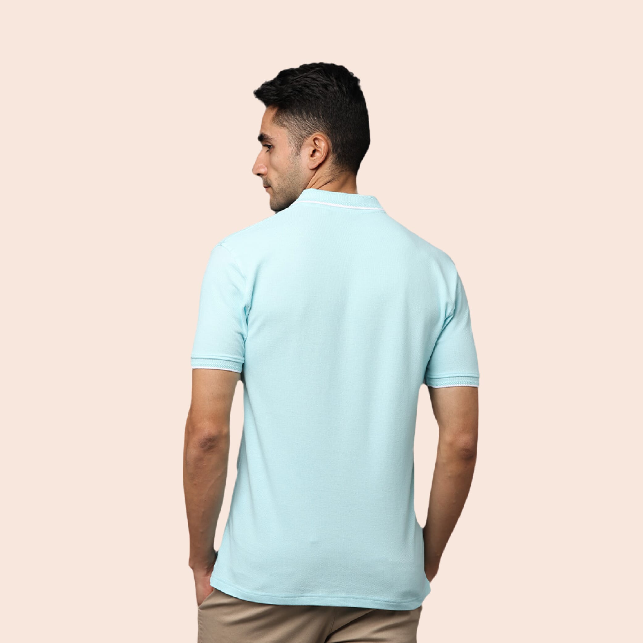 Greys&Blues Pima Collar T-Shirt-Ice Blue with White